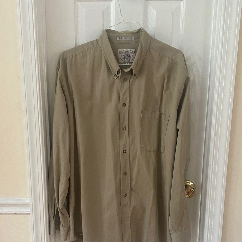 John Ashford Men's Khaki Casual Button-Down Shirt